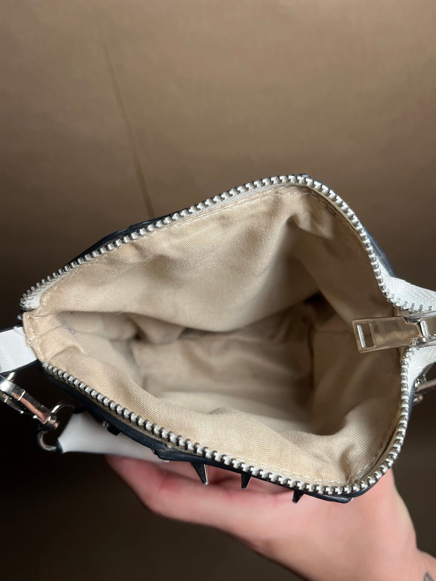 Pretty Little Thing spike white purse