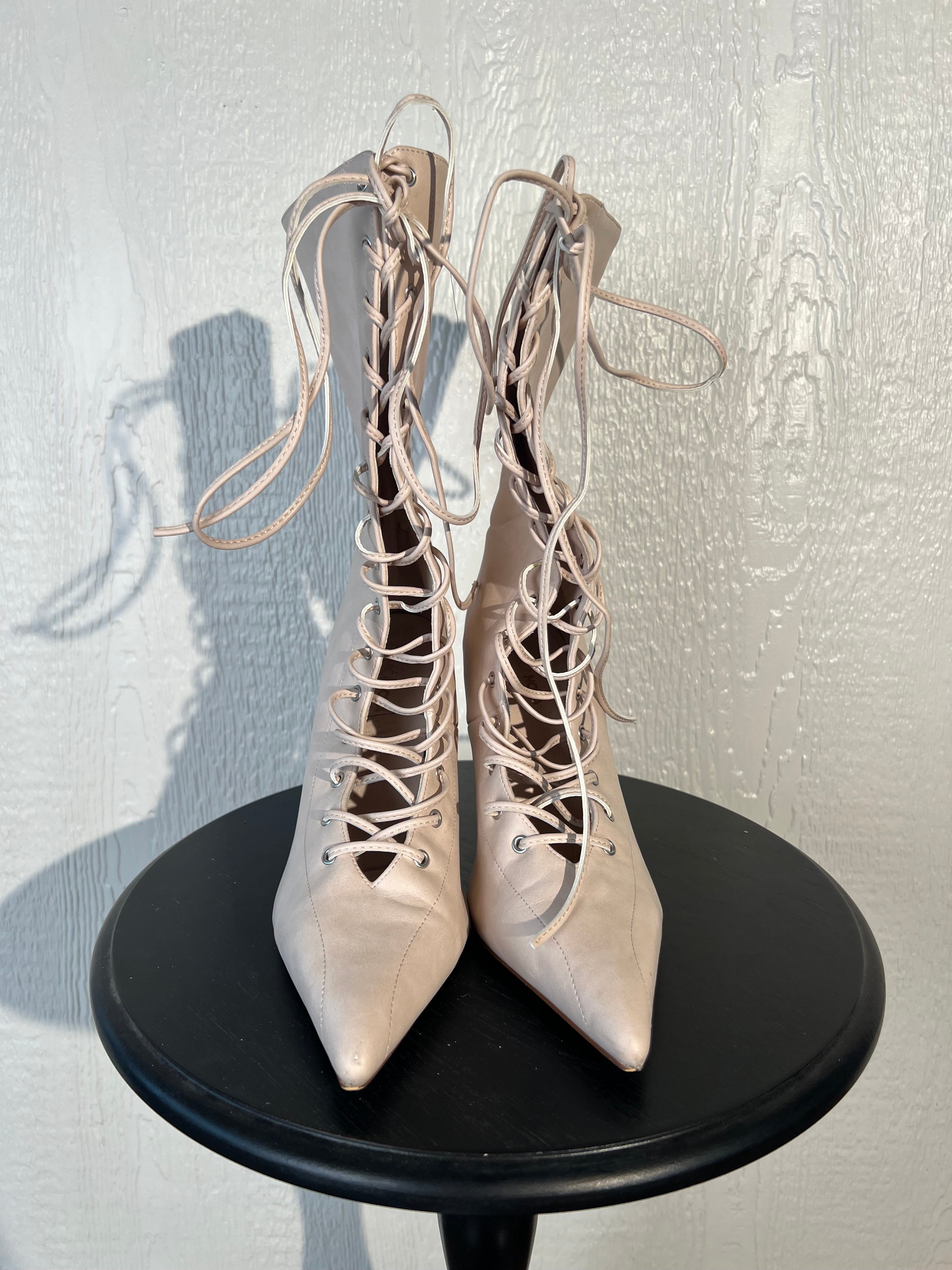 Fashion Nova size 10 heeled boots GENTLY USED