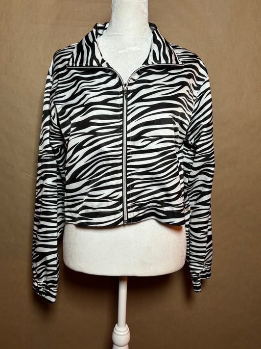 Pretty Little Thing size medium cropped zebra jacket GENTLY USED