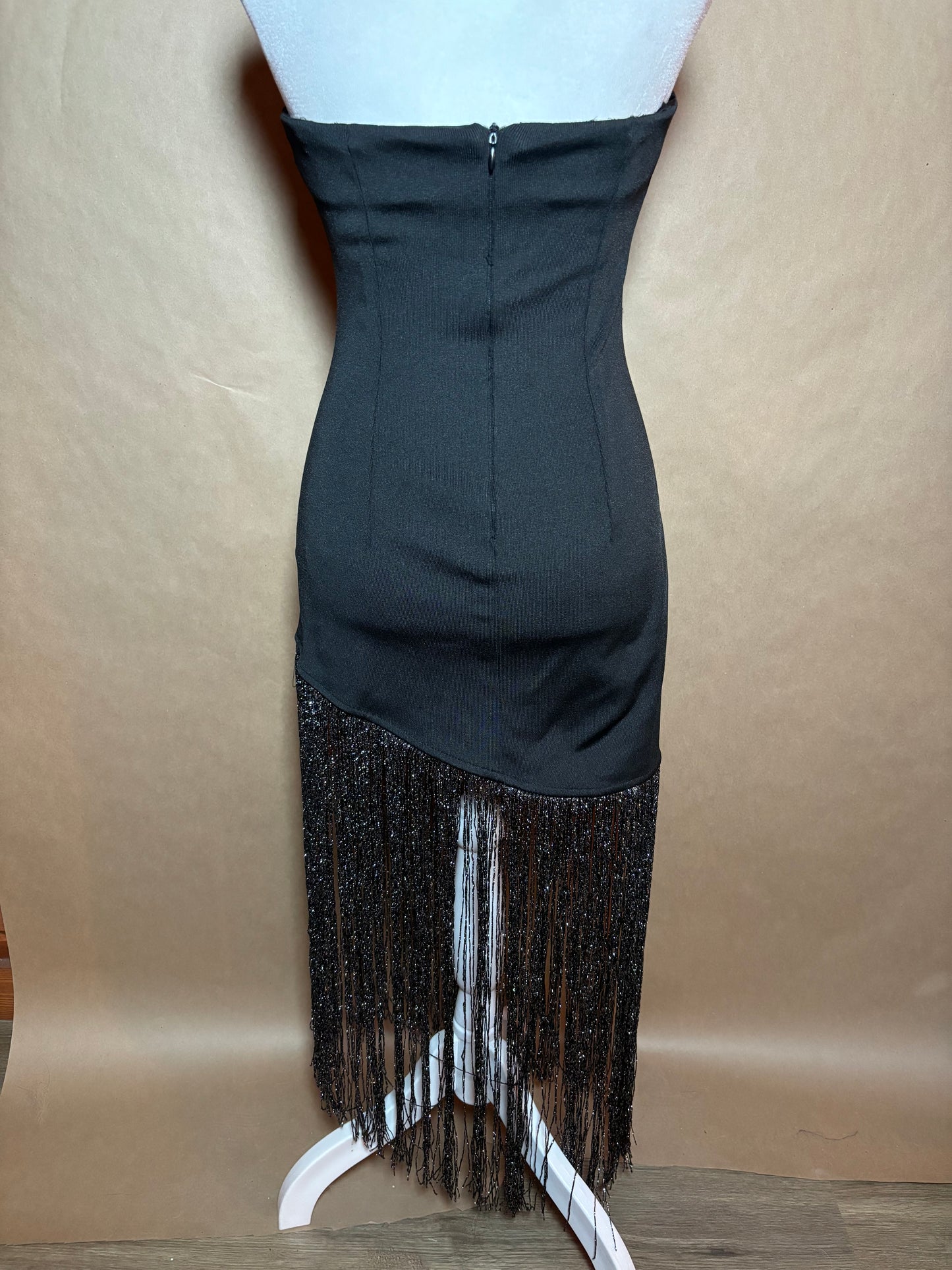 Dress Forum size small black fringe dress NEW WITHOUT TAGS