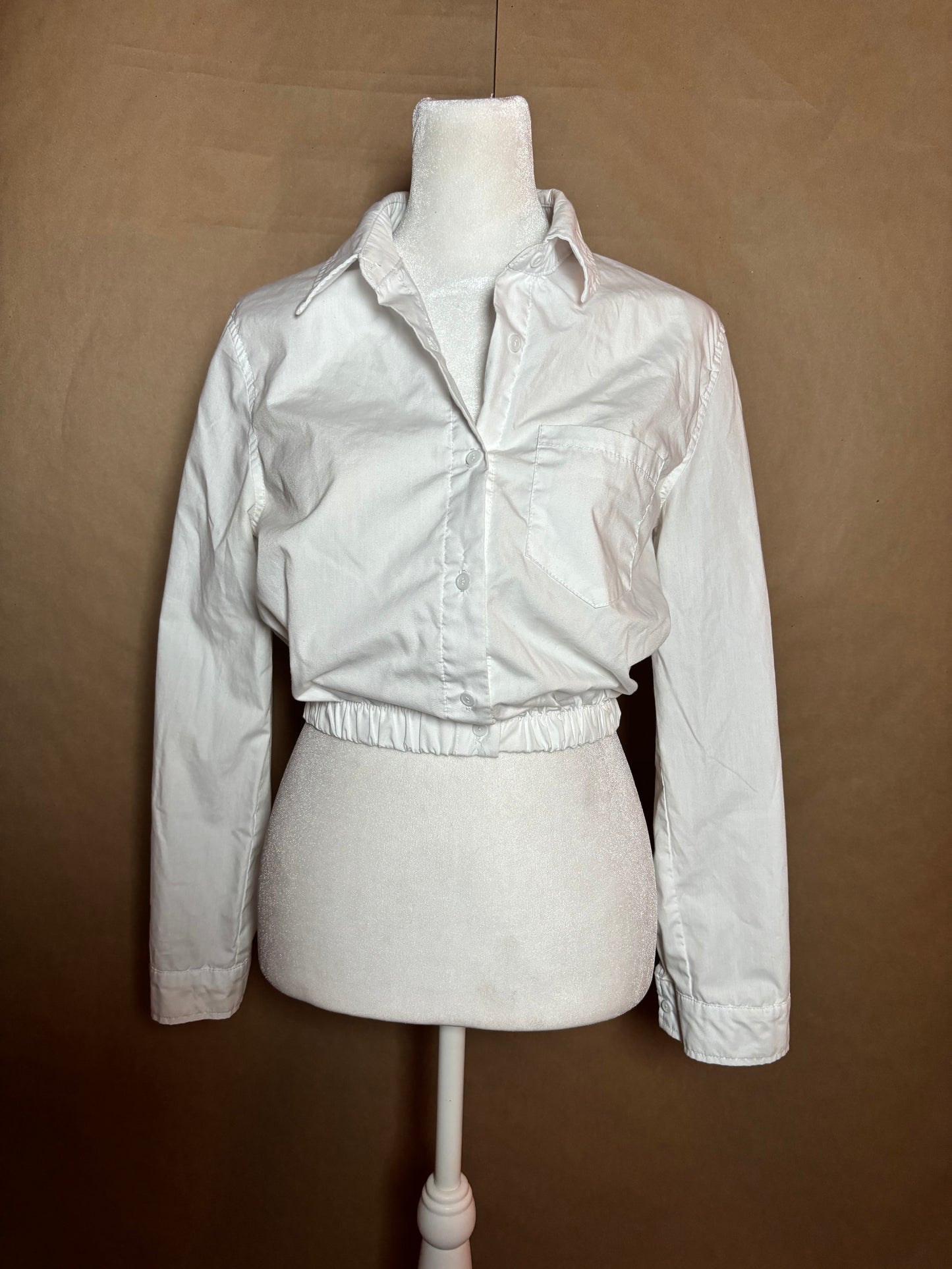 Orange Kiss size small cropped white button up GENTLY USED