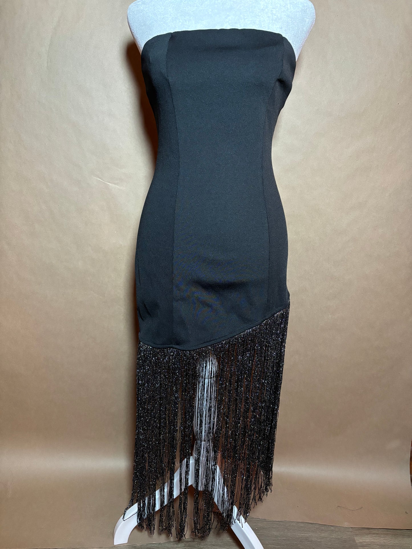 Dress Forum size small black fringe dress NEW WITHOUT TAGS