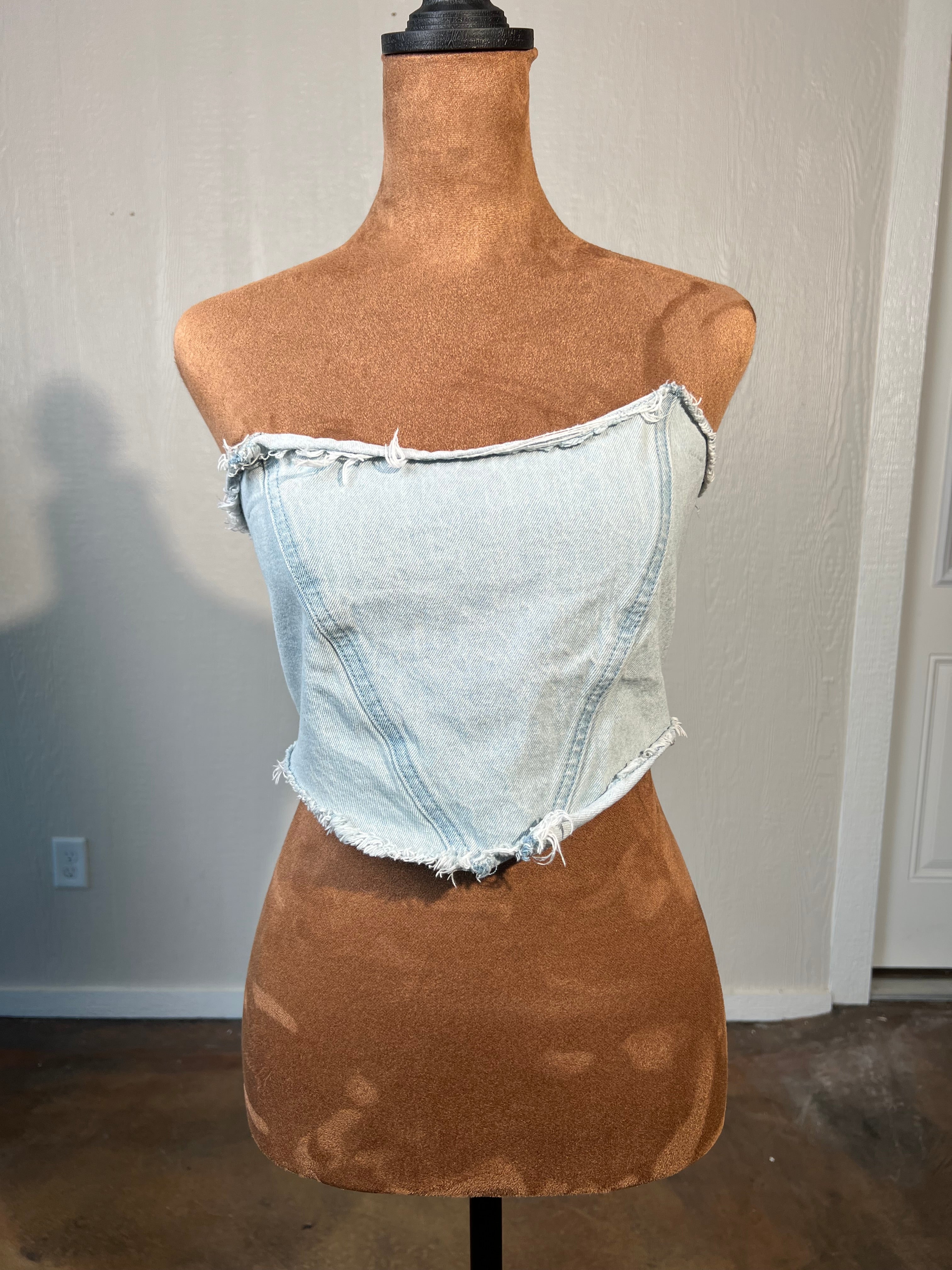 Misguided size small denim tube top USED