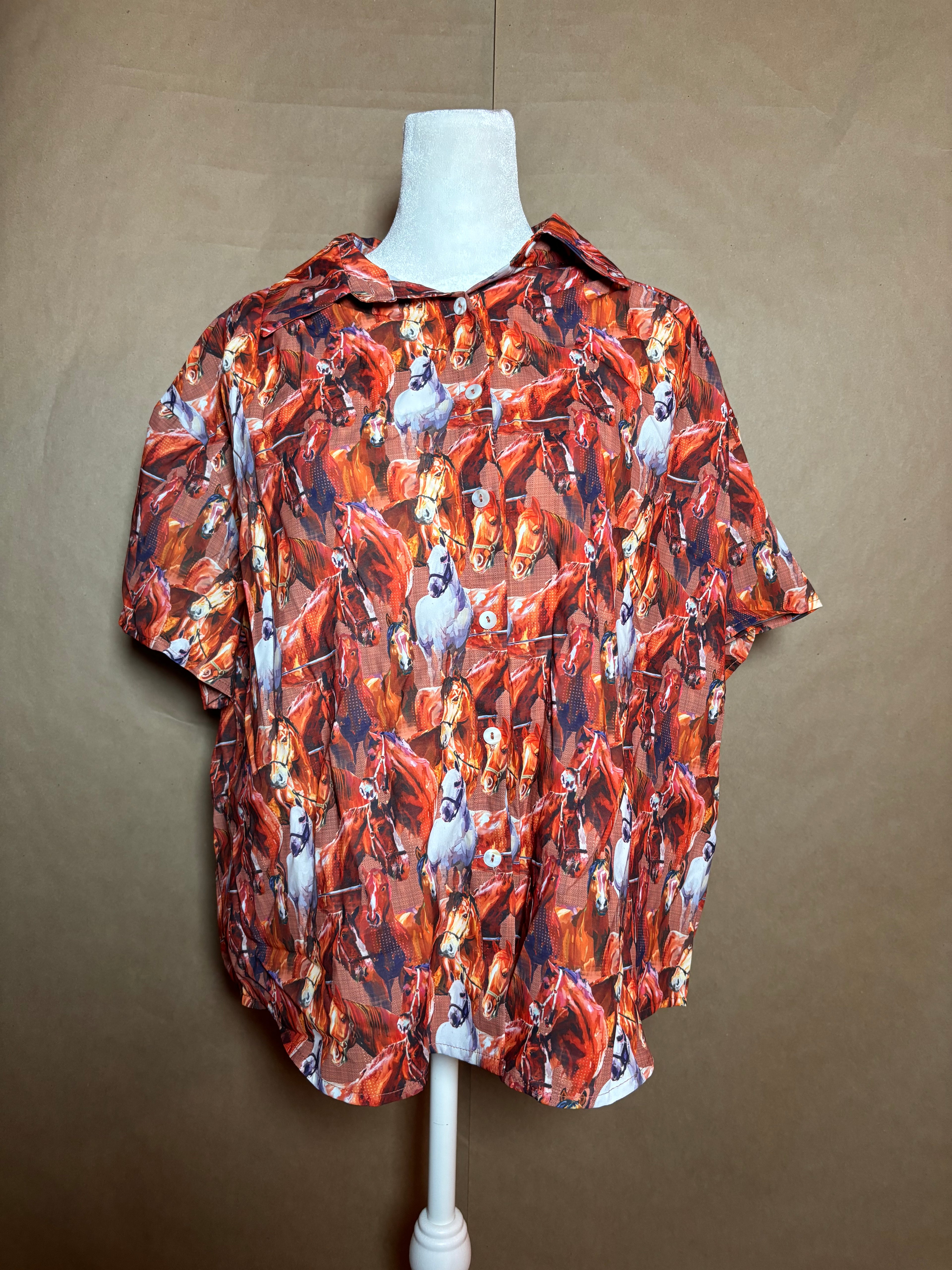 Lucky and Blessed size small horse print button up NEW WITHOUT TAGS