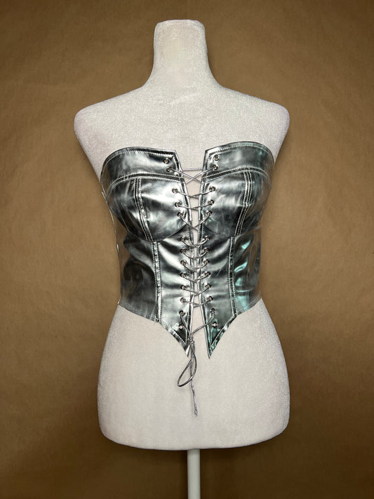 Simple size small metallic mini corset GENTLY USED