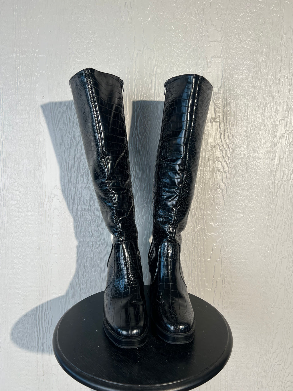 Pretty Little Thing size 10 black go go boots GENTLY USED