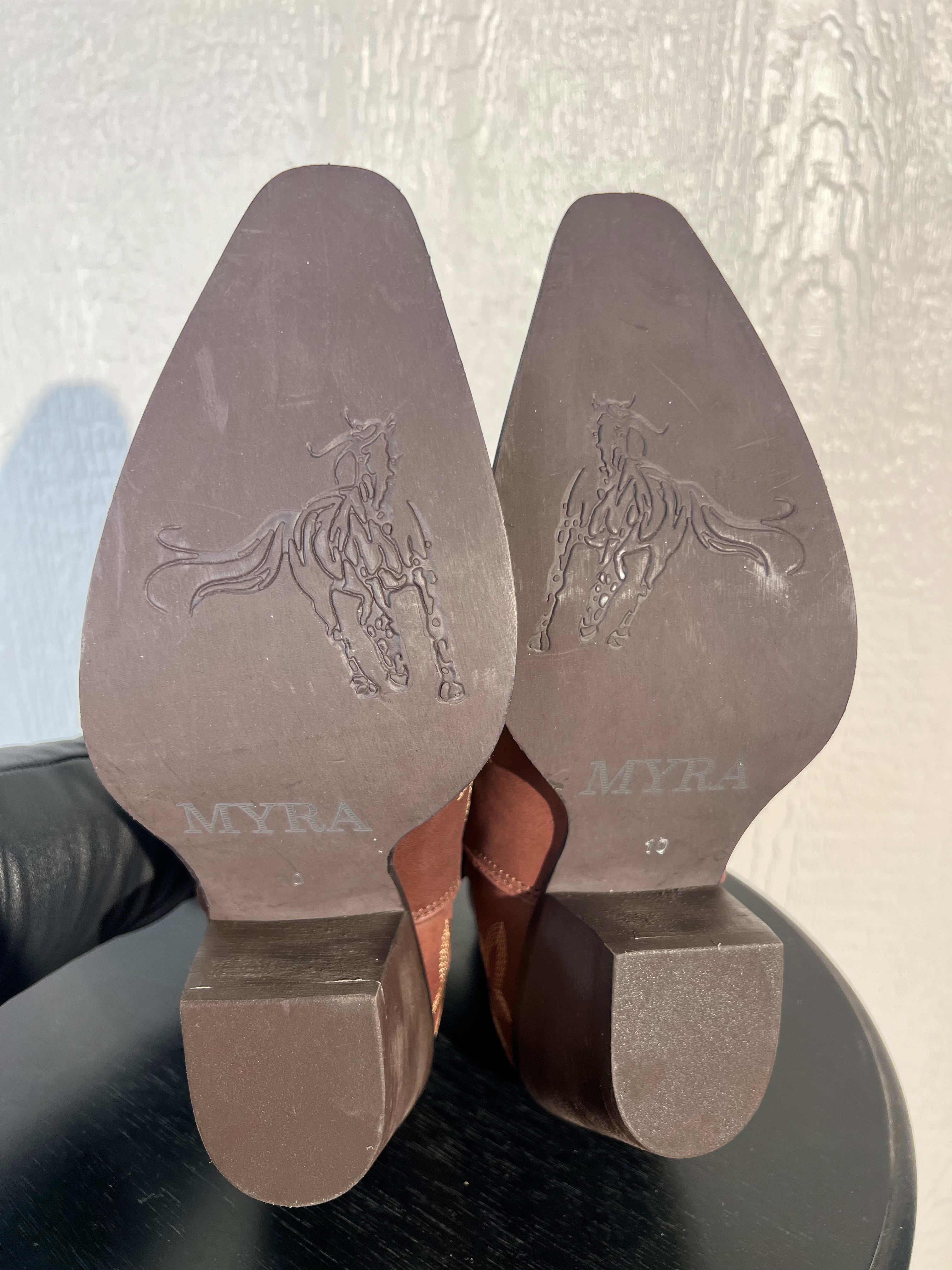 Myra size 10 brown cowgirl booties NWT