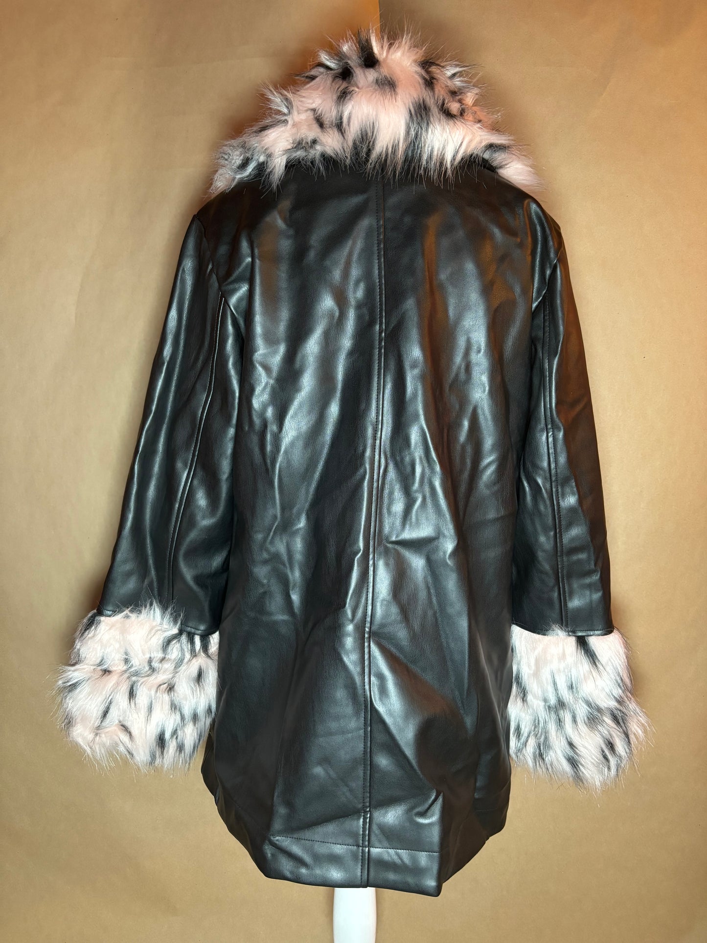 Nasty Gal size small faux leather fur peacoat NEW WITH TAGS