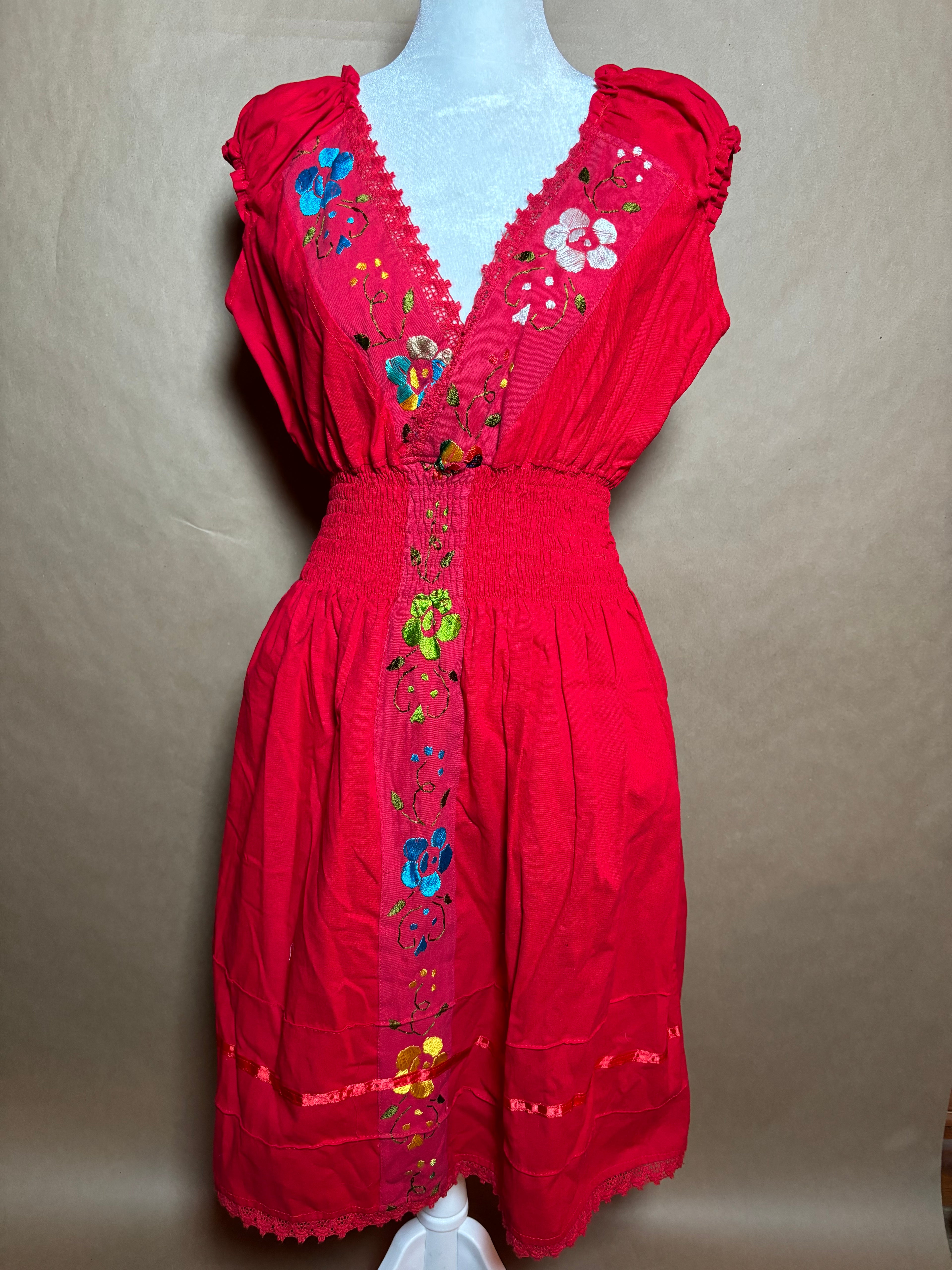 Mexican floral one size dress LIKE NEW