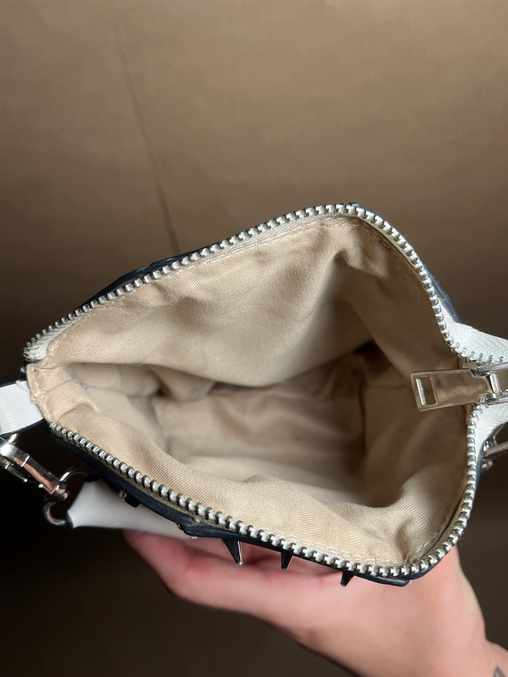 Pretty Little Thing spike white purse
