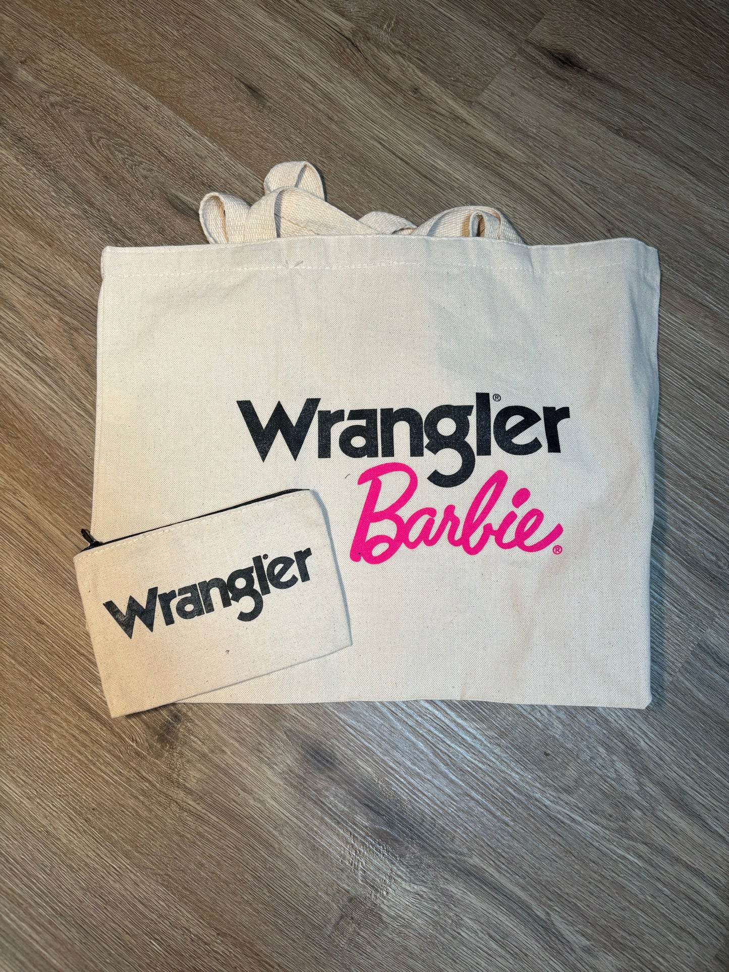 Wrangler x Barbie canvas tote with inside pouch