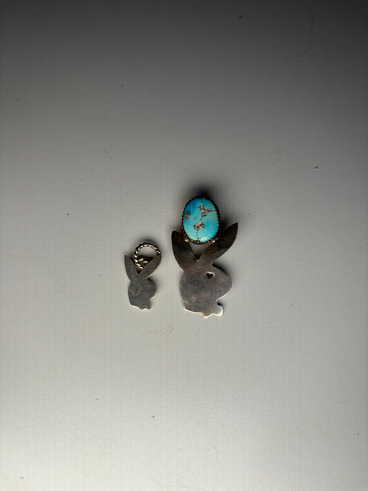 Native Sterling silver, turquoise Playboy pendants LOT