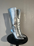 Fashion Nova size 9.5 silver heeled boots GENTLY USED