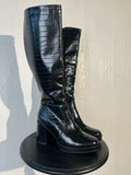 Pretty Little Thing size 10 black go go boots GENTLY USED