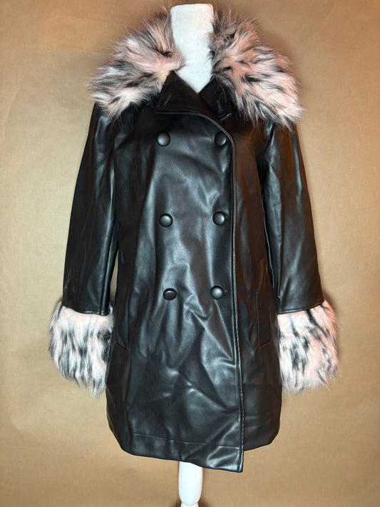 Nasty Gal size small faux leather fur peacoat NEW WITH TAGS