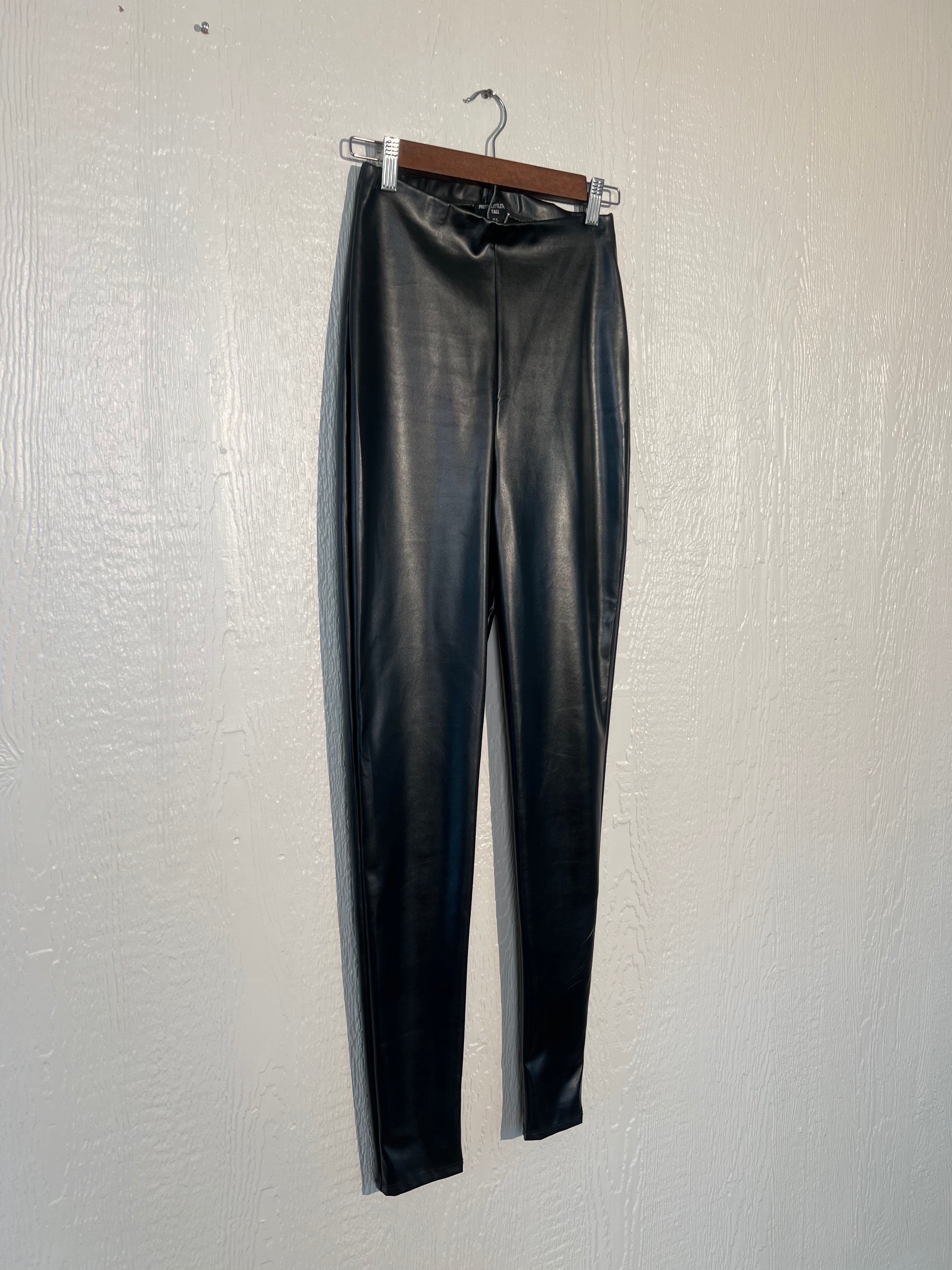 Pretty Little Thing size 4 faux leather leggings GENTLY USED