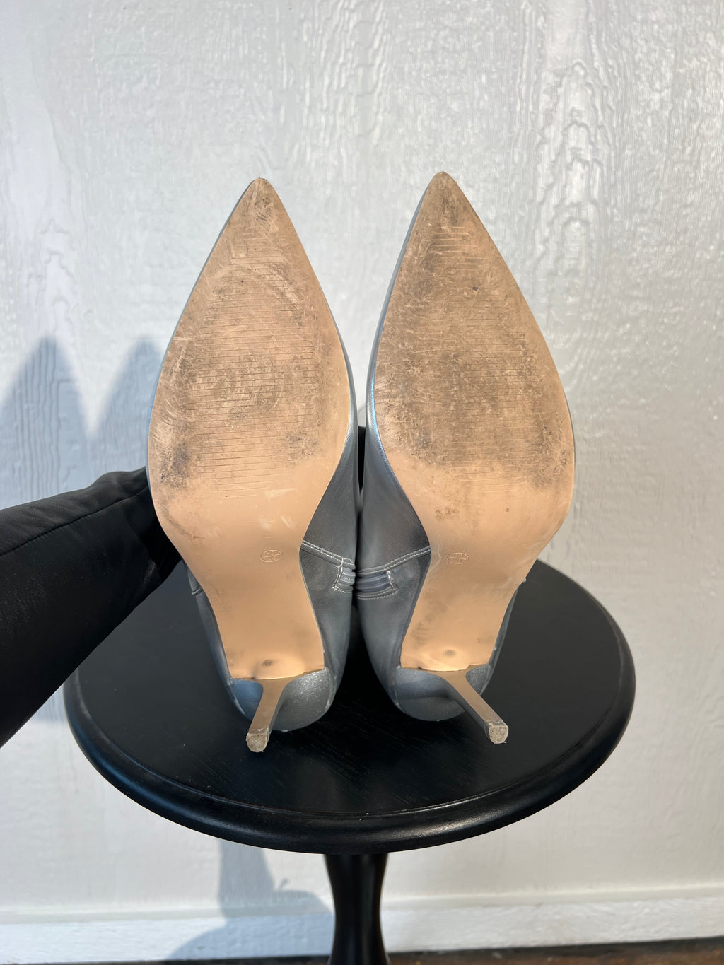 Fashion Nova size 9.5 silver heeled boots GENTLY USED