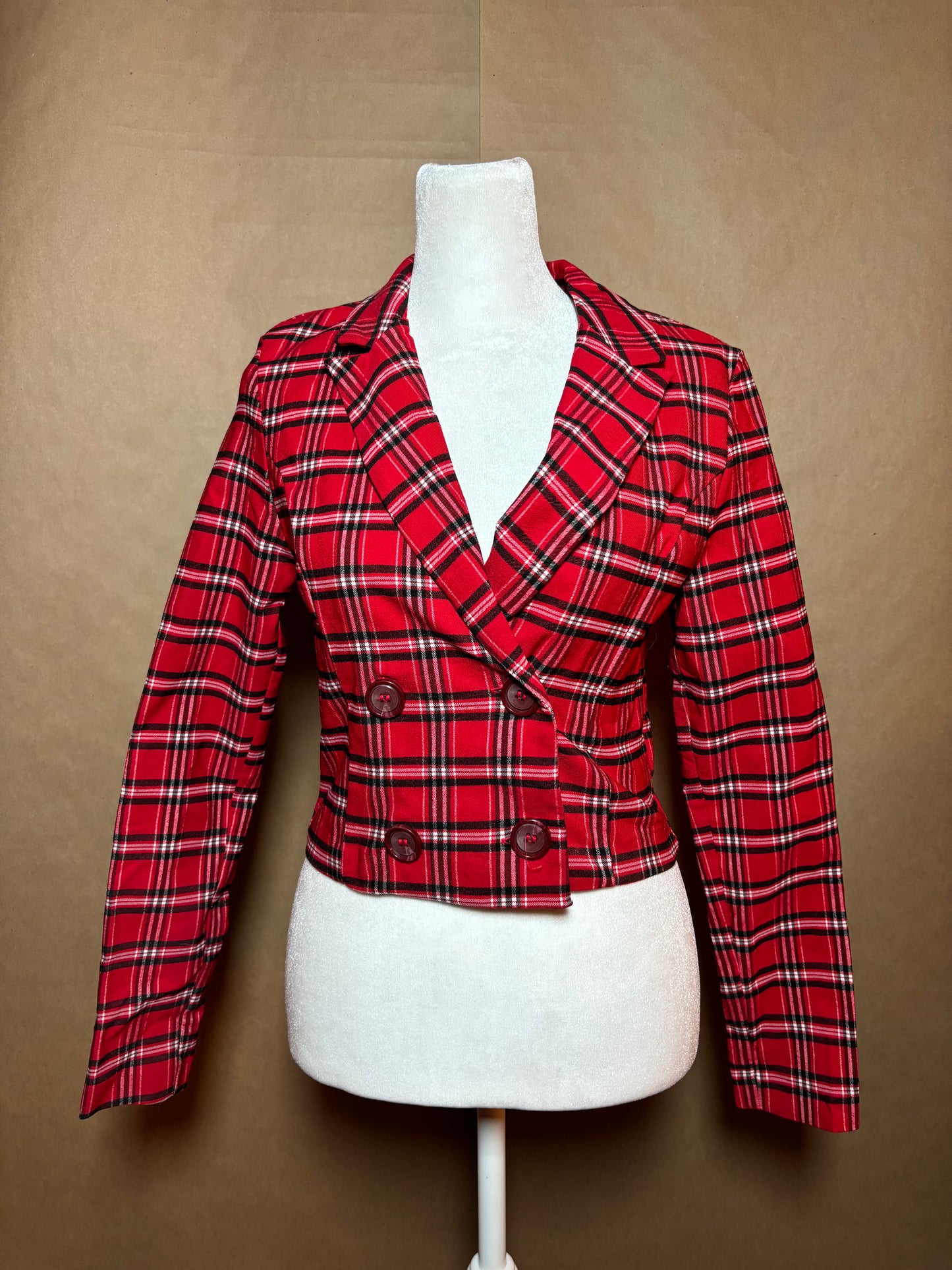 Have size small plaid cropped blazer NEW WITH TAGS